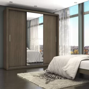 Guarda-Roupa Casal 3 Portas com Espelho Max Plus Malbec
