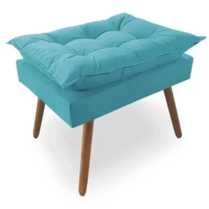 Poltrona com Puff Opala Decoração Quarto Amamentação Escritório Clínica Recepção Suede Turquesa - Image 2
