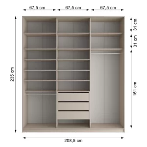 Closet Casal 100% MDF BP 3 Vaos 3 Gavetas Sion Bege - Image 3