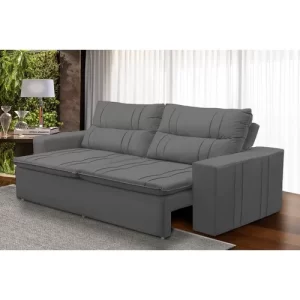 Sofá Retrátil e Reclinável 2 lugares com Molas 1,50m Ester Suede Cinza Adonai Estofados Cinza