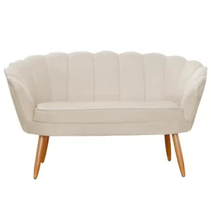 Conjunto Namoradeira Pétala de Flor + 2 Poltronas pés palito suede Bege - Image 4