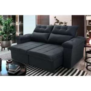Sofá RetrátilReclinável Verona 1,50m Cinza Lunar c Molas no Assento - King House Cinza Lunar