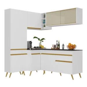 Cozinha Completa de Canto Veneza MP2054 com Armário e Balcão Branca Branco - Image 4