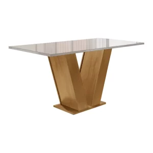 Conjunto Sala de Jantar Mesa Tampo de Vidro 4 Cadeiras Espanha Yescasa Ypê/Off White/Tecido Pena - Image 11