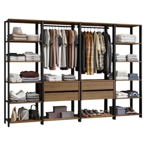 Guarda-roupa Closet Modulado Valencia 4 Gavetas 258cm Rustic/preto Madesa 01 Marrom - Image 2