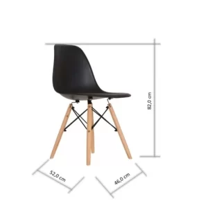Conjunto Mesa de Jantar Industrial com 4 Cadeiras Base Madeira Eames Espresso Móveis Preto - Image 8