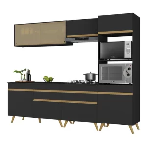 Cozinha Completa 5 Peças com Armário e Balcão Mp3715 Veneza Gb Preta Preto - Image 2