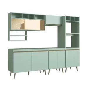 Cozinha Completa 6 Peças com Portas em Vidro Reflecta e Porta Temperos One Casamia - Verde Bellagio Verde Bellagio - Image 4