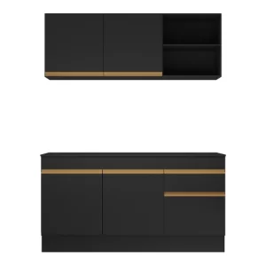 Cozinha Compacta com Rodapé Veneza MP2114 com Armário e Balcão Preta Preto - Image 4