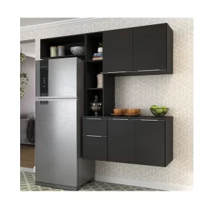 Cozinha Compacta com Armário e Balcão Mp2005 Sofia Preta Preto