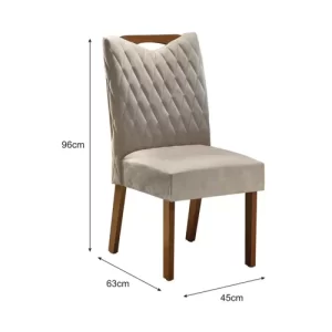 Conjunto Sala de Jantar Mesa 90x90cm Tampo Vidro/MDF com 4 Cadeiras Grécia Espresso Móveis Castanho Prêmio/Off White - Image 3