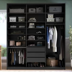 Closet Casal 100% MDF BP 3 Vaos 3 Gavetas Sion Preto - Image 2
