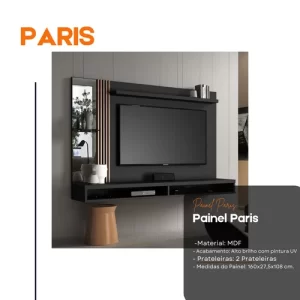 Painel Home Paris para TV até 55 Polegadas Preto com Naturale Preto - Image 3