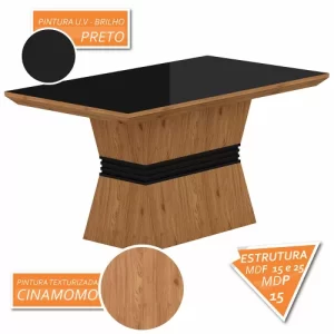 Mesa Com 4 Cadeiras 1,36 Versalhes Cinpretopreto - Cinamomopretopreto 06 Cinamomopreto - Image 3