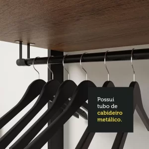 Guarda-roupa Closet Modulado Valencia 4 Gavetas 258cm Rustic/preto Madesa 01 Marrom - Image 7