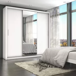 Guarda-Roupa Casal 3 Portas com Espelho Max Plus Branco