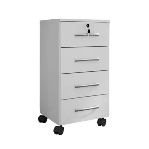 Gaveteiro 4 Gavetas com Rodízios e Chave Gávea Office Móveis Leão Flex Color Branco - Image 3