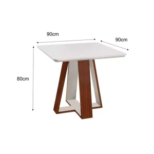 Conjunto Sala de Jantar Mesa 90x90cm Tampo Vidro/MDF com 4 Cadeiras Grécia Espresso Móveis Castanho Prêmio/Off White - Image 4