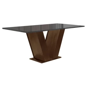 Conjunto Sala de Jantar Mesa Tampo de Vidro 4 Cadeiras Espanha Yescasa Chocolate/Grafite/Suede Cinza - Image 11