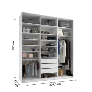 Closet Casal 100% MDF BP 3 Vaos 3 Gavetas Sion Branco - Image 3