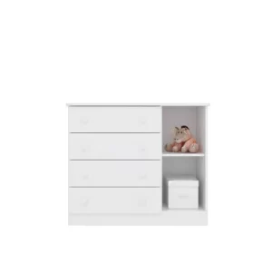 Cômoda Infantil 1 Porta 4 Gavetas Doce Sonho Qmovi Branco - Image 4