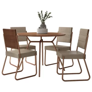 Conjunto Sala de Jantar 4 Cadeiras San Francisco Carraro Rosê - Image 3
