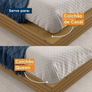 Cama Casal/Queen com Cabeceira e Mesa de Apoio Samambaia Cabecasa Carvalho - Image 4