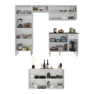 Cozinha Completa c/ Buffet/Aparador Siena MP2041 Branca Branco - Image 2