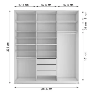 Closet Casal 100% MDF BP 3 Vaos 3 Gavetas Sion Branco - Image 4