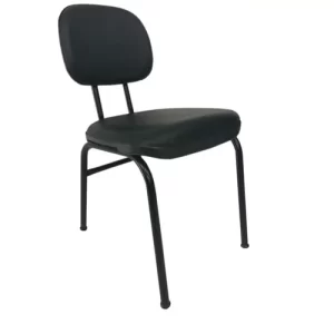 Cadeira Secretária 04 pés – Corino Preto – MARTIFLEX
