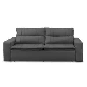 Sofá Retrátil e Reclinável 2 lugares com Molas 1,50m Ester Suede Cinza Adonai Estofados Cinza - Image 7