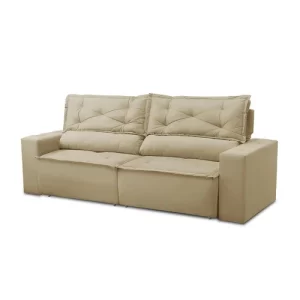 Sofá Retrátil e Reclinável 2 lugares com Molas 1,50m Livia Suede Bege - Image 4