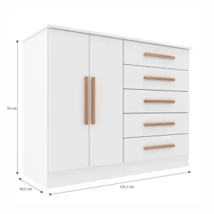 Cômoda Detroit 2 Portas 5 Gavetas - Branco - Image 2