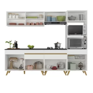Cozinha Completa 5 Peças com Armário e Balcão Mp3715 Veneza Gw Multimóveis Branca Branco - Image 5