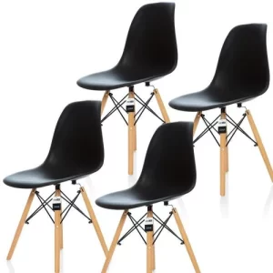 Conjunto Mesa Eiffel 90cm Preta + 4 Cadeiras Dsw Eiffel Design Charles Eames Preta - PROLAR - Image 3