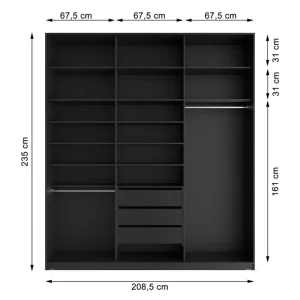 Closet Casal 100% MDF BP 3 Vaos 3 Gavetas Sion Preto - Image 4
