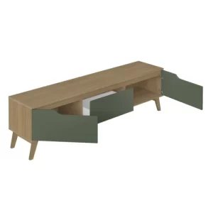 Rack para TV até 75 Polegadas 180cm 2 Portas 1 Gaveta Liverpool Yescasa CarvalhoMenta - Image 4