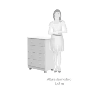 Cômoda Infantil 4 Gavetas em MDF Júnior Móveis Peroba Branco Brilho - Image 5