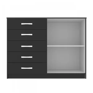 Cômoda 2 Portas 5 Gavetas Black - Preto - Image 2