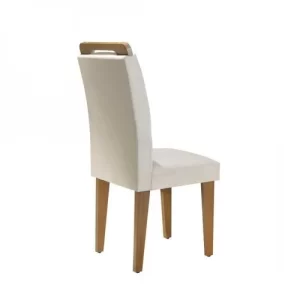 Conjunto Sala de Jantar Mesa 4 Cadeiras Luísa Espresso Móveis Veludo Creme/Off White/Imbuia - Image 5