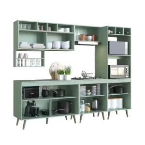 Cozinha Completa 6 Peças com Portas em Vidro Reflecta e Porta Temperos One Casamia - Verde Bellagio Verde Bellagio - Image 5