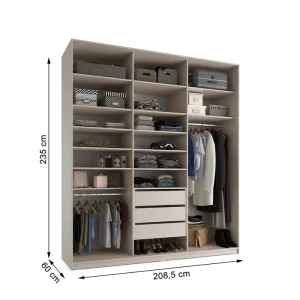 Closet Casal 100% MDF BP 3 Vaos 3 Gavetas Sion Bege - Image 4