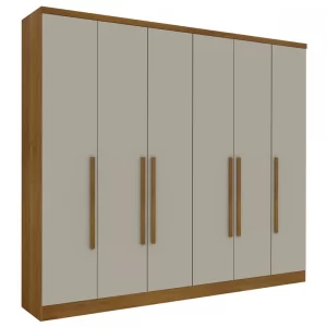 Guarda-Roupa Casal Veneza 6 Portas 4 Gavetas Cinamomo/Off White - Image 3