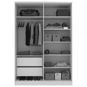 Guarda-Roupa Solteiro Logan 4 Portas 2 Gavetas Branco/Olmo Italiano - Image 5