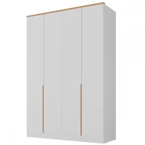 Guarda-Roupa Solteiro Logan 4 Portas 2 Gavetas Branco/Olmo Italiano - Image 3