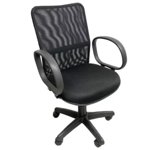 Cadeira de Escritório giratória executiva ergonômica preta com estofado de poliéster - Image 1