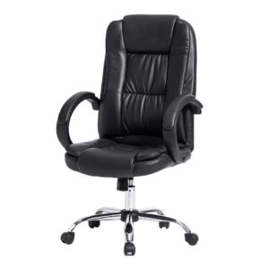 Cadeira de escritório giratória office presidente ergonômica preta com estofado de couro sintético