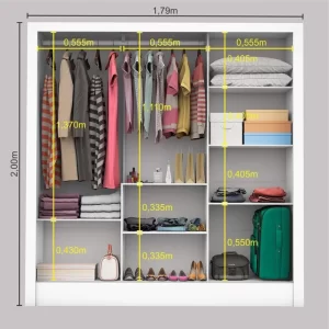 Guarda-Roupa Casal 3 Portas com Espelho Porto Premium Espresso Móveis Branco - Image 5