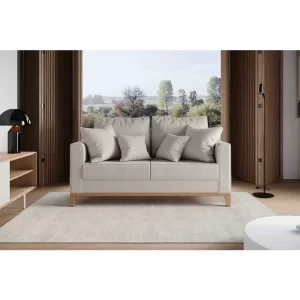 Sofá 2 Lugares Beny Base de Madeira Linho Cotton Cru RR decor Linho Cru 1.4m - Image 2