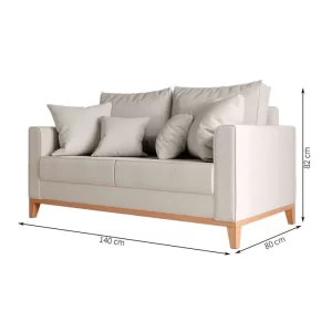 Sofá 2 Lugares Beny Base de Madeira Linho Cotton Cru RR decor Linho Cru 1.4m - Image 3